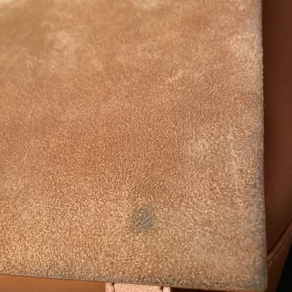 JANESSA LEONE Joan Suede & Leather Crossbody Satchel Bag in Camel Brown/Tan - Picture 9 of 12